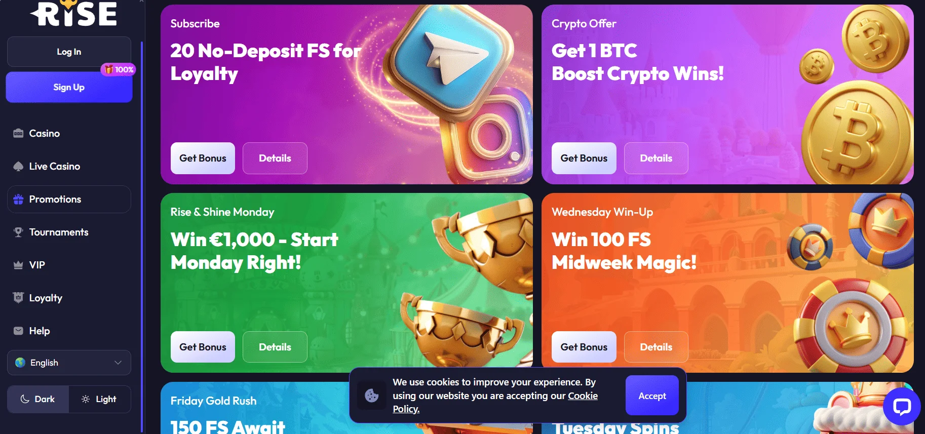 Terms and Conditions for Spinrise Bonuses and Codes